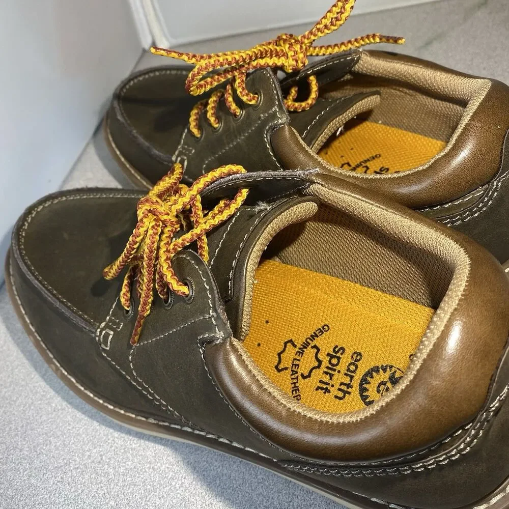 Men 9 Earth Spirit Shoes Brown Tie Up Casual Or Dress Emery Gelron Cushion